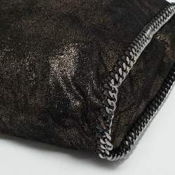 Pre Owned Stella McCartney Black/Gold Faux Suede Large Falabella Tote