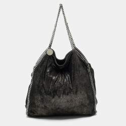 Stella McCartney Black/Gold Faux Suede Large Falabella Tote