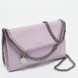 Pre Owned Stella McCartney Purple Faux Leather Mini Falabella Flap Crossbody Bag