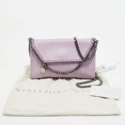 Pre Owned Stella McCartney Purple Faux Leather Mini Falabella Flap Crossbody Bag