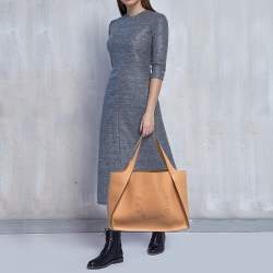 Pre Owned Stella McCartney Beige Faux Leather Perforated Logo Tote