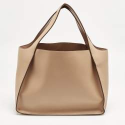 Pre Owned Stella McCartney Beige Faux Leather Perforated Logo Tote
