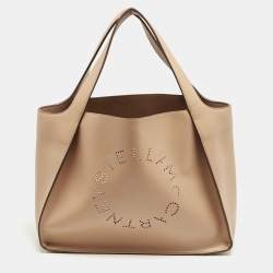 Stella McCartney Beige Faux Leather Perforated Logo Tote
