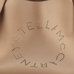Pre Owned Stella McCartney Beige Faux Leather Perforated Logo Tote