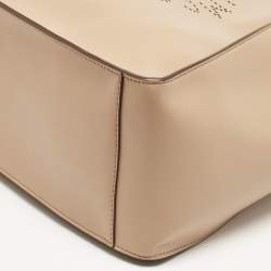 Pre Owned Stella McCartney Beige Faux Leather Perforated Logo Tote