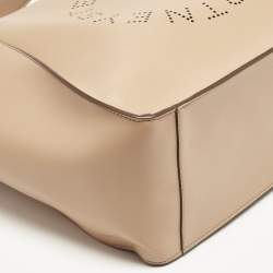Pre Owned Stella McCartney Beige Faux Leather Perforated Logo Tote