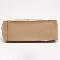 Pre Owned Stella McCartney Beige Faux Leather Perforated Logo Tote