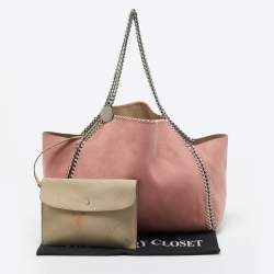 Stella McCartney Pink/Beige Faux Suede Reversible Falabella Shopper Tote