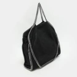 Pre Owned Stella McCartney Black Faux Suede Small Falabella Tote