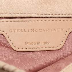 Pre Owned Stella McCartney Peach Quilted Faux Suede Mini Falabella Tote