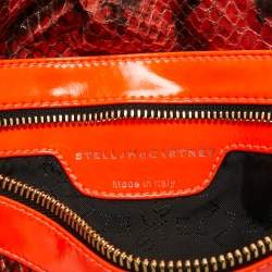 Pre Owned Stella McCartney Orange/Brown Faux Python Leather Falabella Fold-Over Clutch