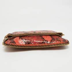 Pre Owned Stella McCartney Orange/Brown Faux Python Leather Falabella Fold-Over Clutch