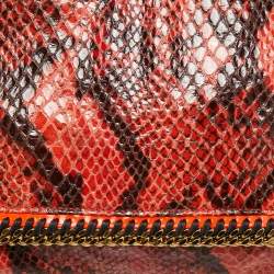 Pre Owned Stella McCartney Orange/Brown Faux Python Leather Falabella Fold-Over Clutch