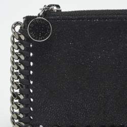 Pre Owned Stella McCartney Black Faux Suede Falabella Zip Card Holder