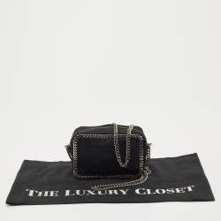 Pre Owned Stella McCartney Black Faux Suede Falabella Camera Crossbody Bag
