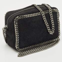 Pre Owned Stella McCartney Black Faux Suede Falabella Camera Crossbody Bag