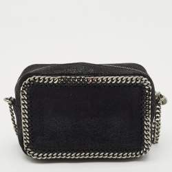 Pre Owned Stella McCartney Black Faux Suede Falabella Camera Crossbody Bag