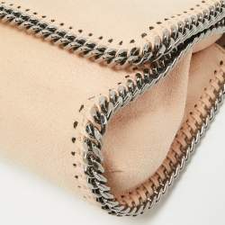 Pre Owned Stella McCartney Peach Faux Suede Falabella Flap Shoulder Bag