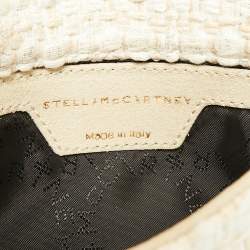 Pre Owned Stella McCartney Ivory Woven Glitter Fabric Falabella Wristlet Clutch