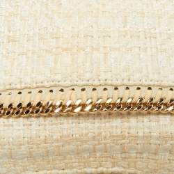 Pre Owned Stella McCartney Ivory Woven Glitter Fabric Falabella Wristlet Clutch