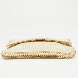 Pre Owned Stella McCartney Ivory Woven Glitter Fabric Falabella Wristlet Clutch