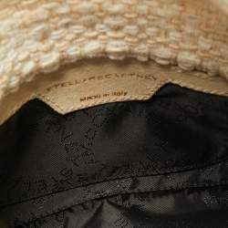 Pre Owned Stella McCartney Ivory Woven Glitter Fabric Falabella Wristlet Clutch