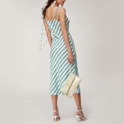 Pre Owned Stella McCartney Ivory Woven Glitter Fabric Falabella Wristlet Clutch