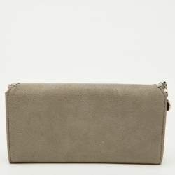 Pre Owned Stella McCartney Light Grey Faux Suede Falabella Continental Wallet