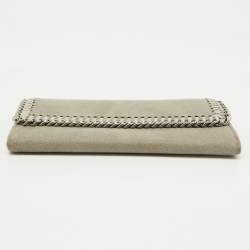 Pre Owned Stella McCartney Light Grey Faux Suede Falabella Continental Wallet