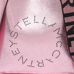 Pre Owned Stella McCartney Pink Metallic Faux Leather Stella Logo Crossbody Bag