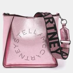 Pre Owned Stella McCartney Pink Metallic Faux Leather Stella Logo Crossbody Bag