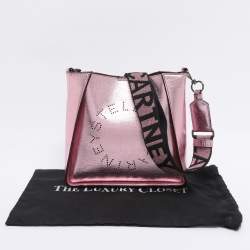 Pre Owned Stella McCartney Pink Metallic Faux Leather Stella Logo Crossbody Bag