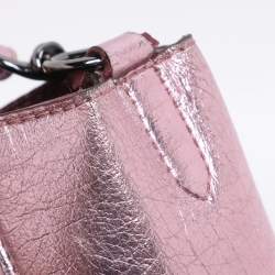 Pre Owned Stella McCartney Pink Metallic Faux Leather Stella Logo Crossbody Bag