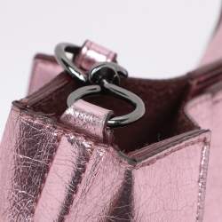 Pre Owned Stella McCartney Pink Metallic Faux Leather Stella Logo Crossbody Bag