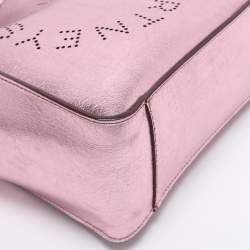 Pre Owned Stella McCartney Pink Metallic Faux Leather Stella Logo Crossbody Bag