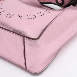 Pre Owned Stella McCartney Pink Metallic Faux Leather Stella Logo Crossbody Bag