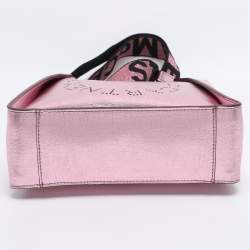 Pre Owned Stella McCartney Pink Metallic Faux Leather Stella Logo Crossbody Bag