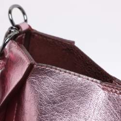 Pre Owned Stella McCartney Pink Metallic Faux Leather Stella Logo Crossbody Bag
