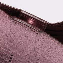 Pre Owned Stella McCartney Pink Metallic Faux Leather Stella Logo Crossbody Bag