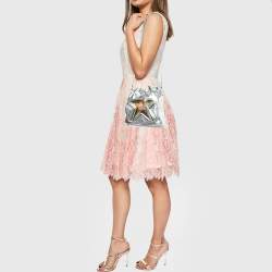 Pre Owned Stella McCartney Silver Faux Leather Star Print Bucket Bag