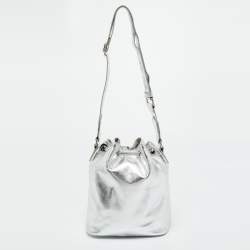 Pre Owned Stella McCartney Silver Faux Leather Star Print Bucket Bag