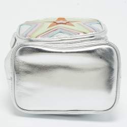 Pre Owned Stella McCartney Silver Faux Leather Star Print Bucket Bag