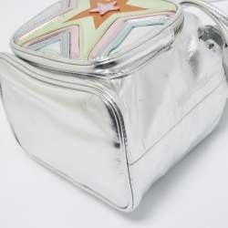 Pre Owned Stella McCartney Silver Faux Leather Star Print Bucket Bag