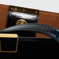 Pre Owned Stella McCartney Dark Blue Faux Crocodile Leather Shopper Tote