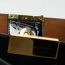 Pre Owned Stella McCartney Dark Blue Faux Crocodile Leather Shopper Tote