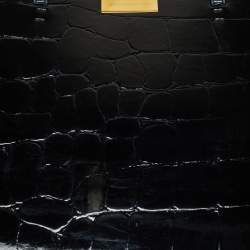 Pre Owned Stella McCartney Dark Blue Faux Crocodile Leather Shopper Tote