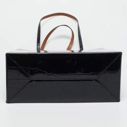 Pre Owned Stella McCartney Dark Blue Faux Crocodile Leather Shopper Tote