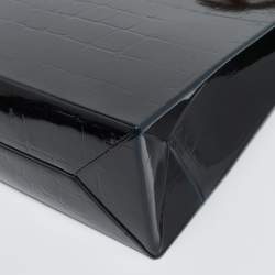 Pre Owned Stella McCartney Dark Blue Faux Crocodile Leather Shopper Tote