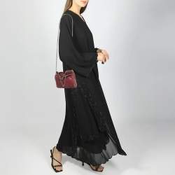 Pre Owned Stella McCartney Burgundy Faux Suede Tiny Falabella Tote