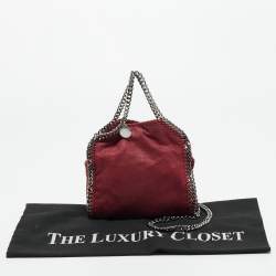 Pre Owned Stella McCartney Burgundy Faux Suede Tiny Falabella Tote